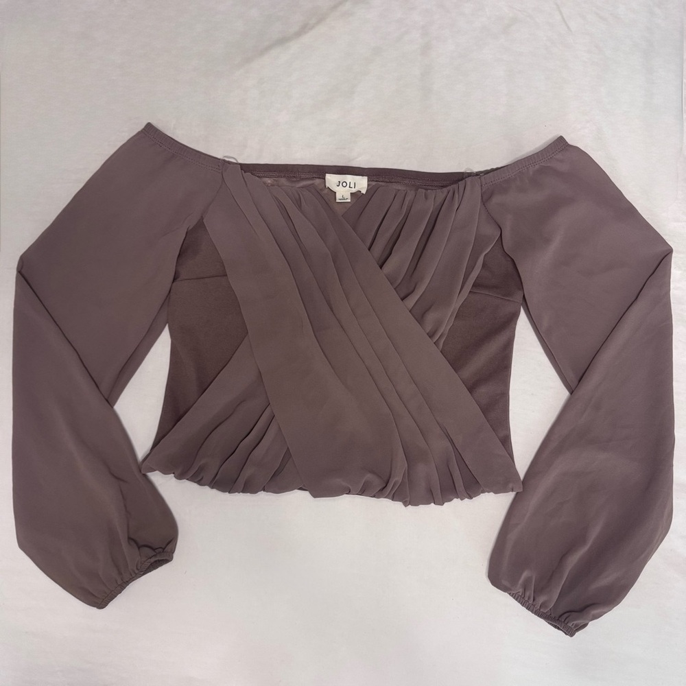 Joli Off-Shoulder Blouse - Brown